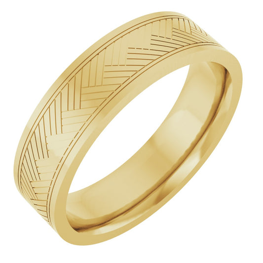 Patterned Band in Yellow Gold