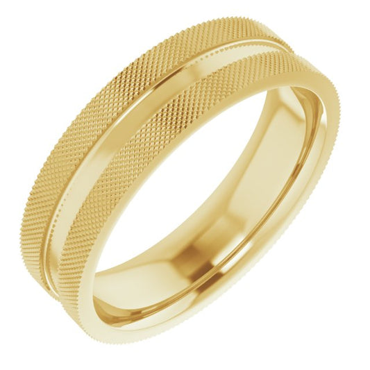 Knurl Pattern Band in Yellow Gold