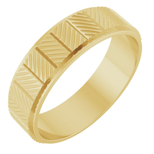 Chevron Pattern Band in Yellow Gold