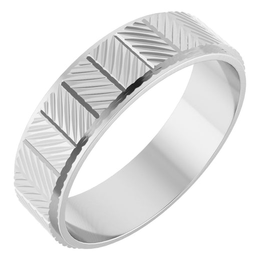 Chevron Pattern Band in Platinum