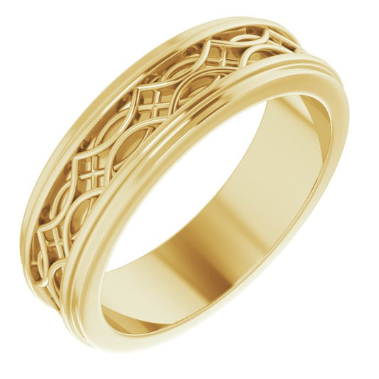Patterned Band in Yellow Gold
