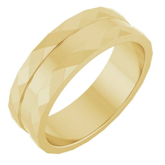 Faceted Edge Band in Yellow Gold