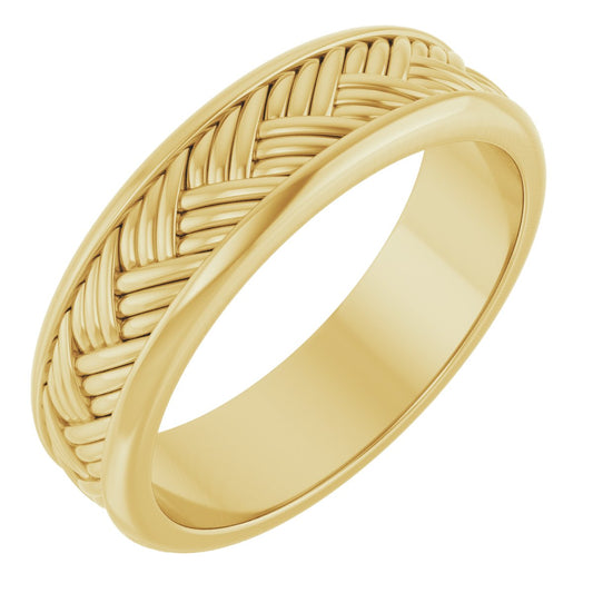 Wheat Pattern Band in Yellow Gold