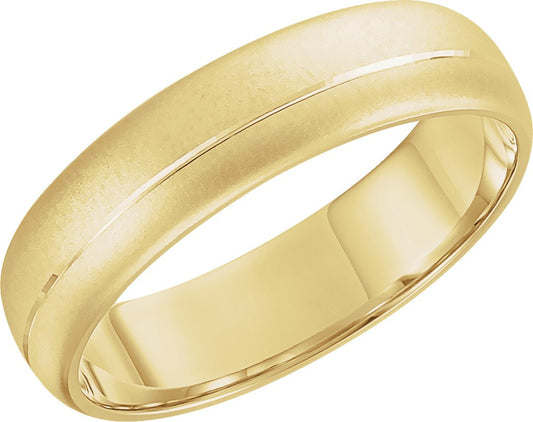Grooved Band with Beadblast Finish in Yellow Gold