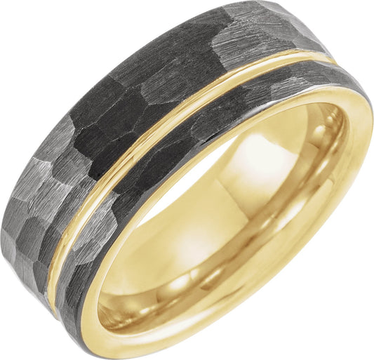 Two-Toned Tungsten Flat Grooved Band