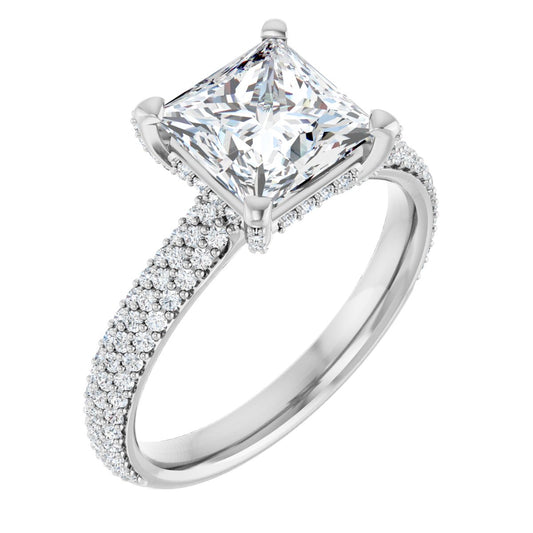 Princess Pavé Accented Engagement Ring