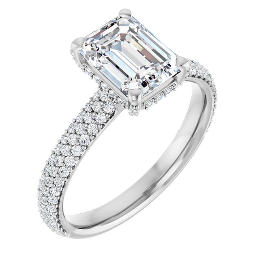 Radiant / Emerald Pavé Accented Engagement Ring