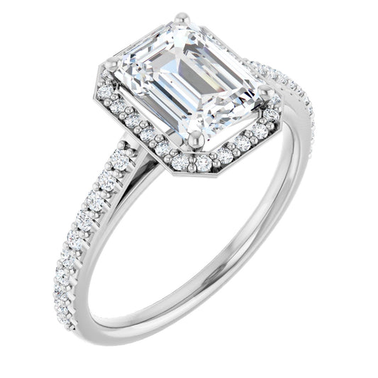 Radiant / Emerald Halo-Style Engagement Ring