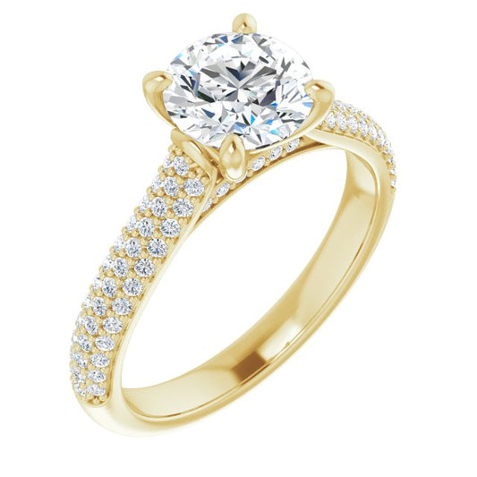 Round Brilliant Pavé Accented Engagement Ring