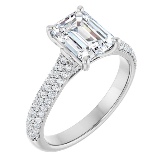 Radiant / Emerald Pavé Accented Engagement Ring