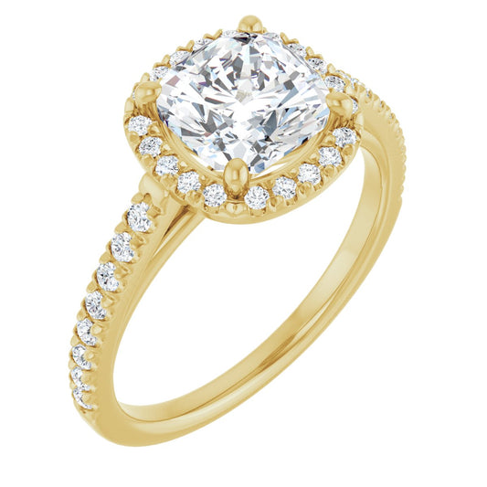 Cushion French-Set Halo-Style Engagement Ring