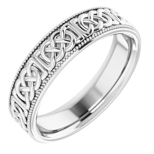 Celtic-Inspired Band in Platinum