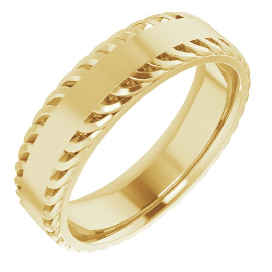 Sculptural Flat Band in Yellow Gold