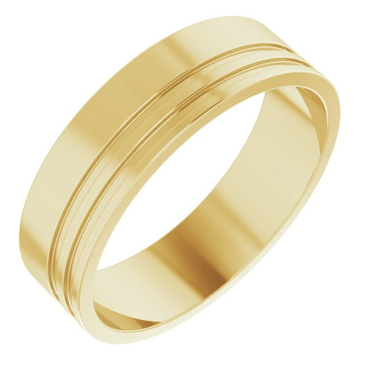 Grooved Band in Yellow Gold