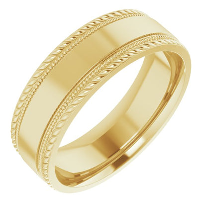 Yellow Gold Patterned Edge Band