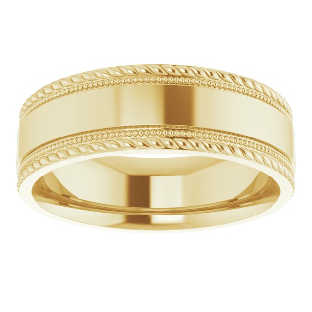 Yellow Gold Patterned Edge Band