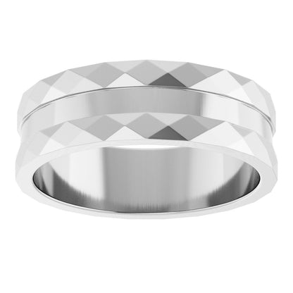 Platinum Faceted Edge Band