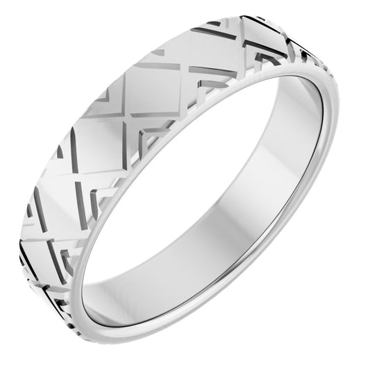 Platinum Faceted Pattern Band