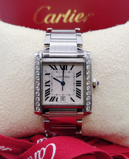 Cartier Tank Française Watch w/ Diamond Bezel