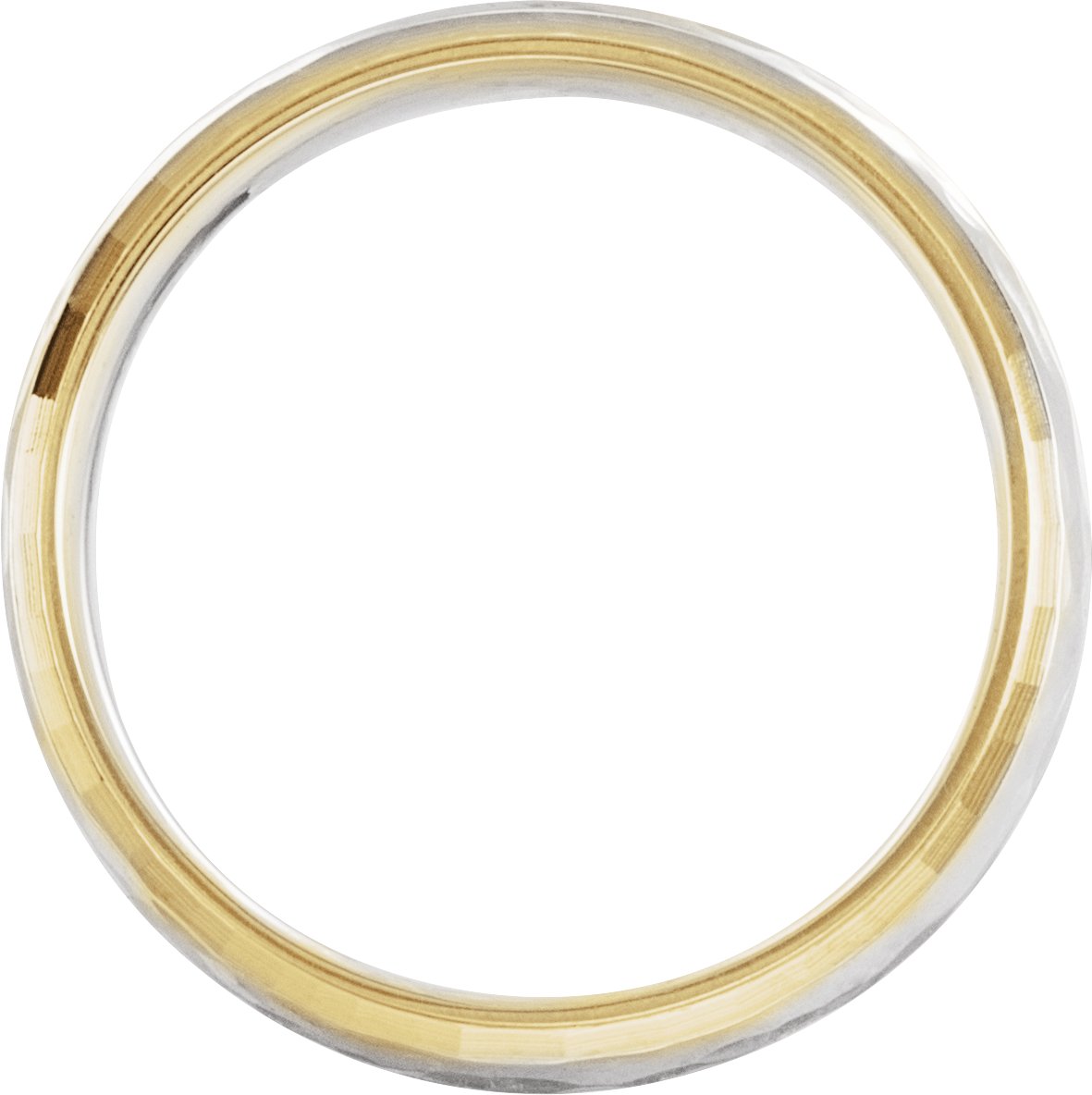 Two-Toned Half Round Stepped-Edge Band with Hammer Finish