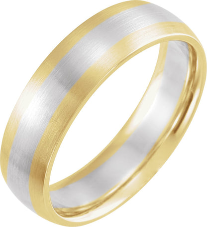 Two-Toned Half Round Band with Satin Finish