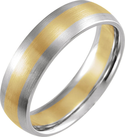 Two-Toned Half Round Band with Satin Finish