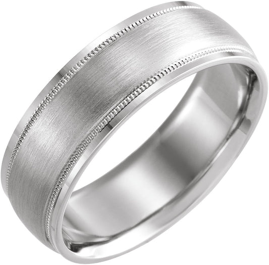 Platinum Half Round Comfort-Fit band with Milgrain & Matte Finish