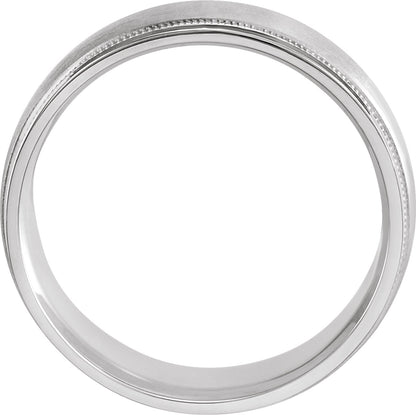 Platinum Half Round Comfort-Fit band with Milgrain & Matte Finish