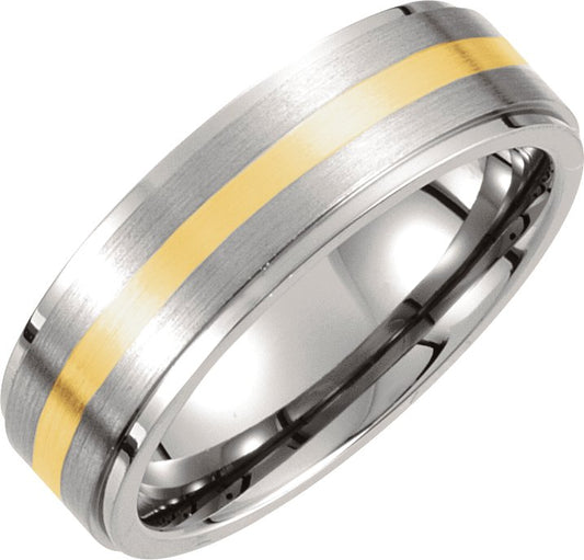 Two-Toned Titanium Ridged Band