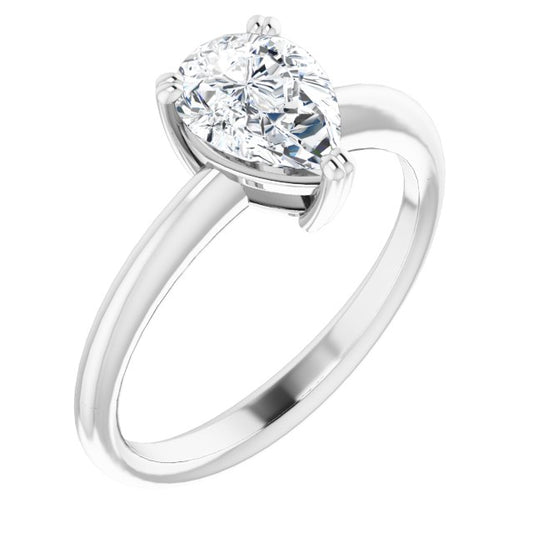 Pear Solitaire Ring