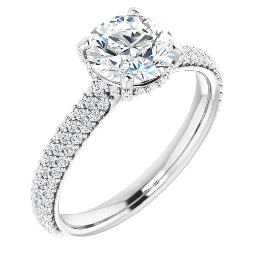 Round Brilliant Pavé Accented Engagement Ring