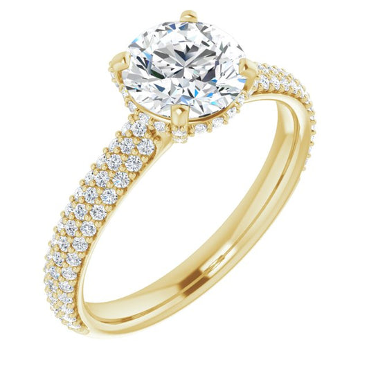 Round Brilliant Pavé Accented Engagement Ring