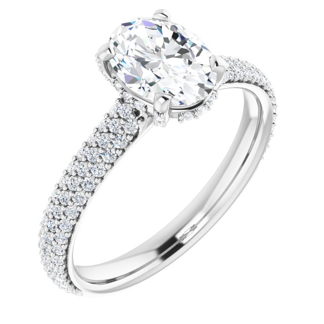 Oval Pavé Accented Engagement Ring