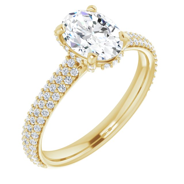 Oval Pavé Accented Engagement Ring