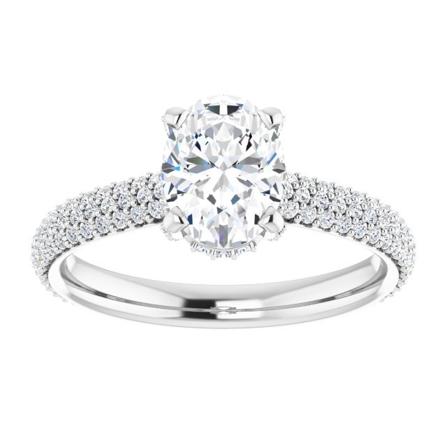 Oval Pavé Accented Engagement Ring