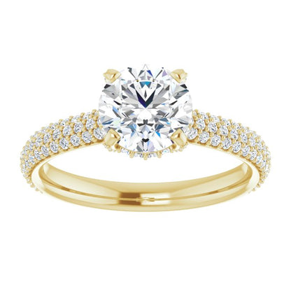 Round Brilliant Pavé Accented Engagement Ring