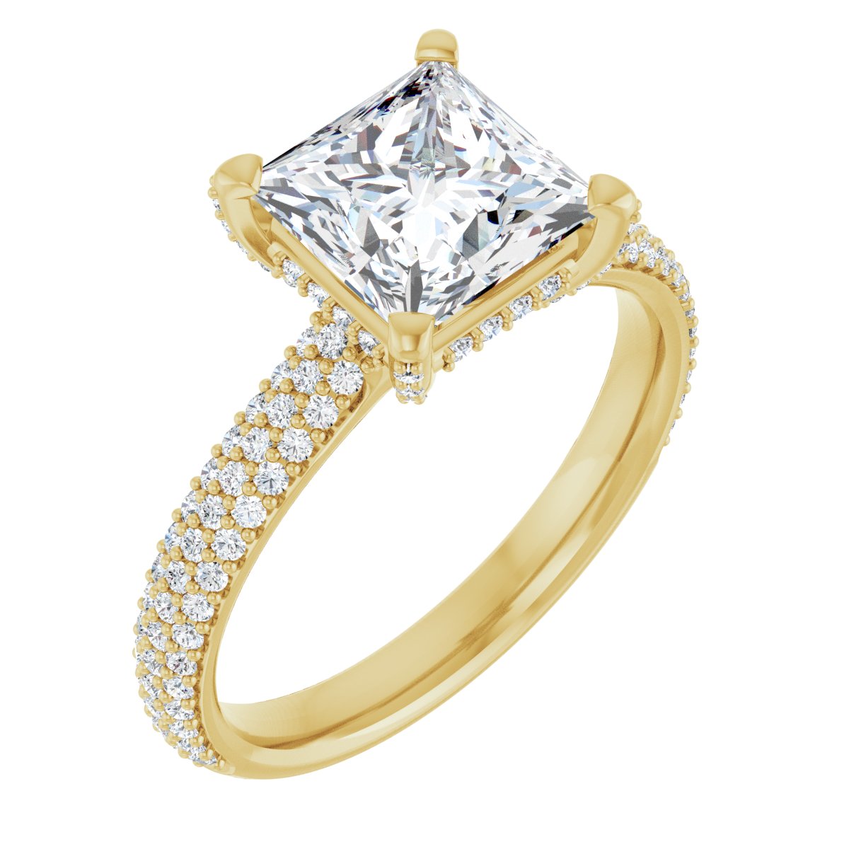 Princess Pavé Accented Engagement Ring