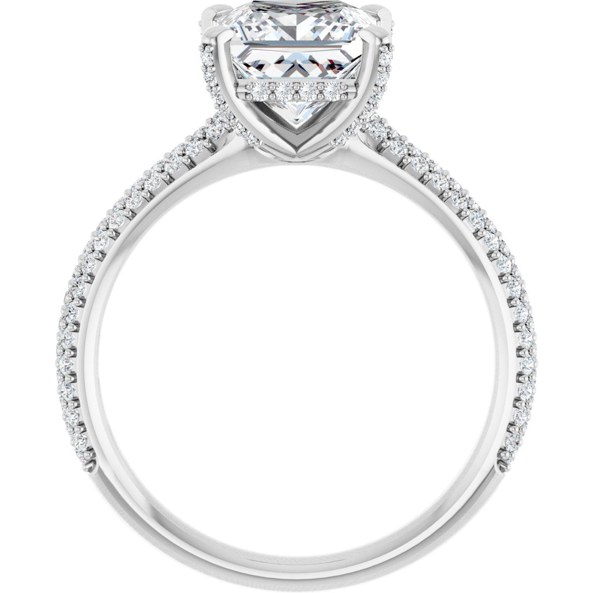 Princess Pavé Accented Engagement Ring