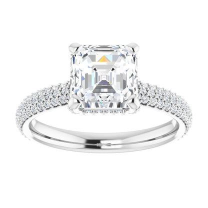 Asscher Pavé Accented Engagement Ring