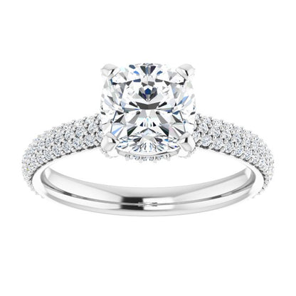 Cushion Pavé Accented Engagement Ring