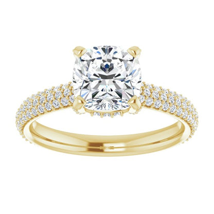 Cushion Pavé Accented Engagement Ring