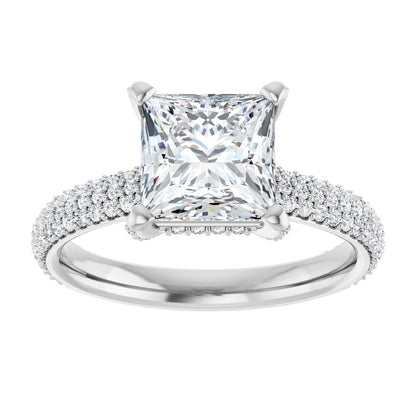 Princess Pavé Accented Engagement Ring