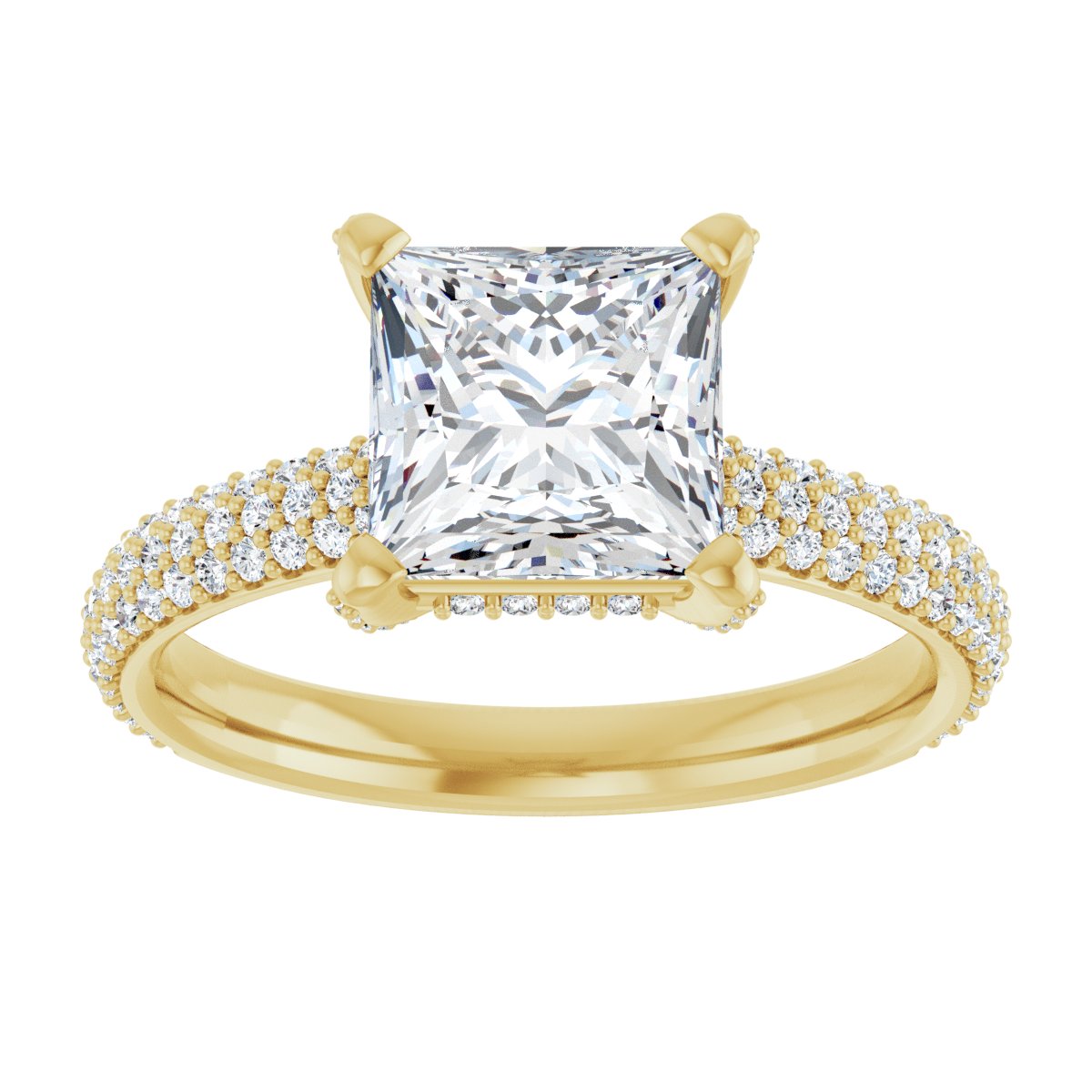 Princess Pavé Accented Engagement Ring