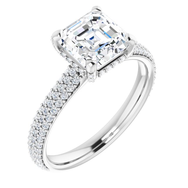 Asscher Pavé Accented Engagement Ring