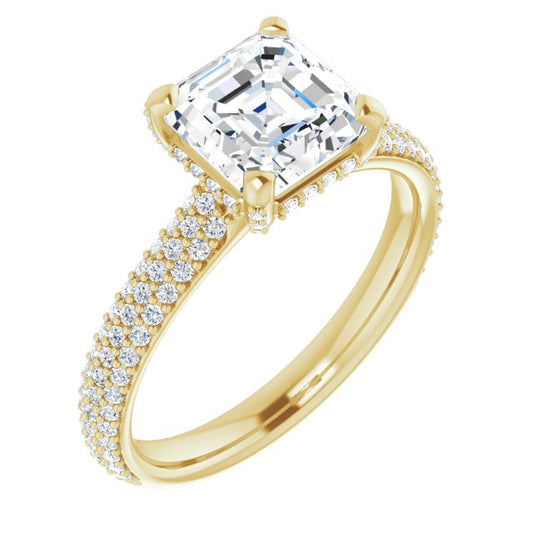 Asscher Pavé Accented Engagement Ring