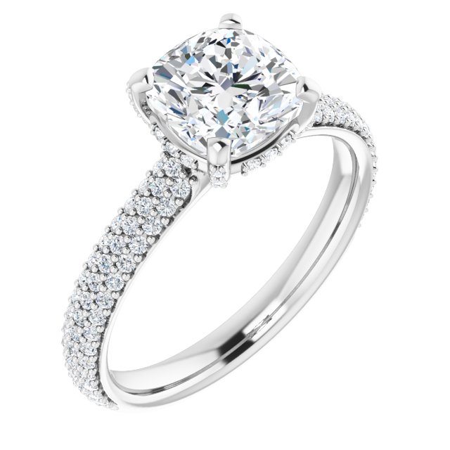 Cushion Pavé Accented Engagement Ring