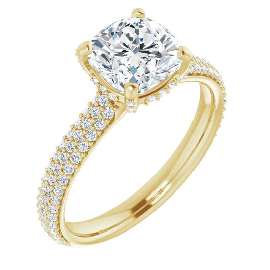 Cushion Pavé Accented Engagement Ring