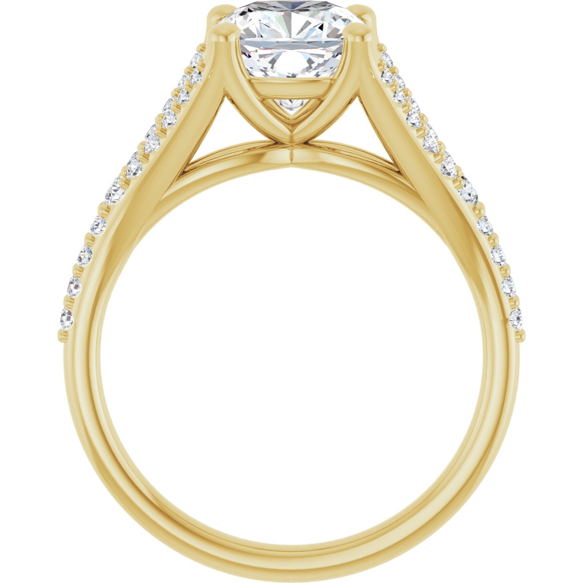 Cushion Accented Engagement Ring