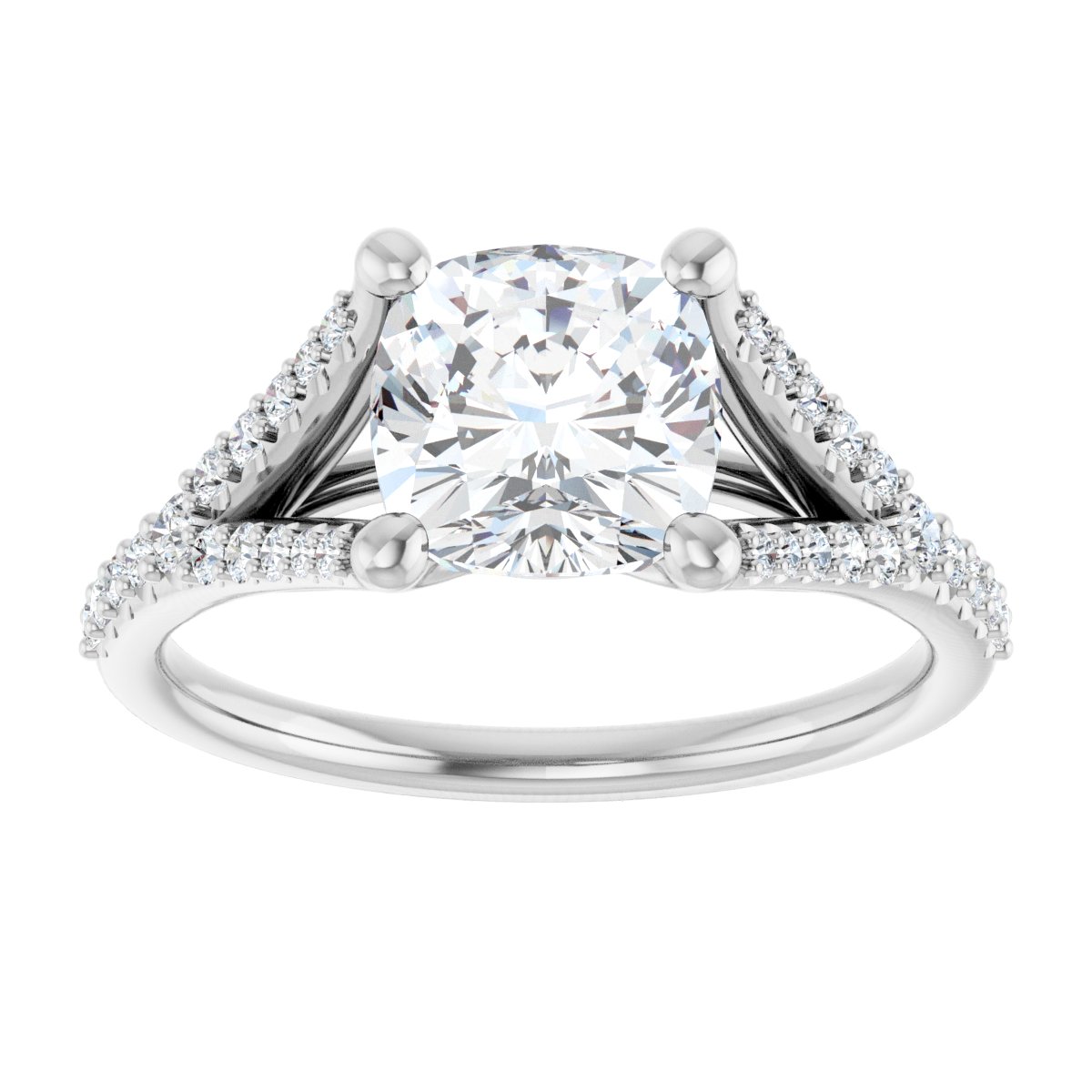 Cushion Accented Engagement Ring