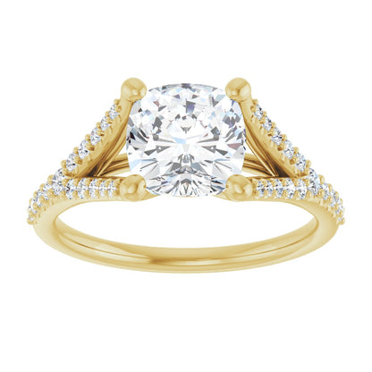 Cushion Accented Engagement Ring